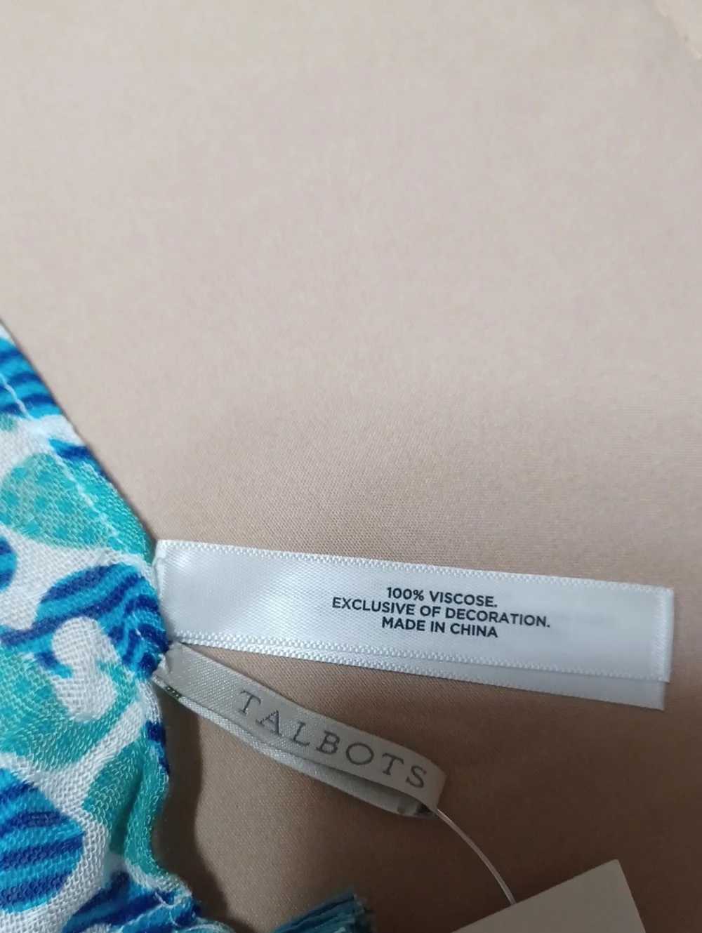 Talbots Blue and Teal Tassel Scarf